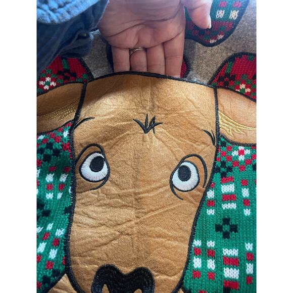 Adult Small Ugly Christmas Sweater Deer with Drink Holder Pocket - Picture 5 of 5